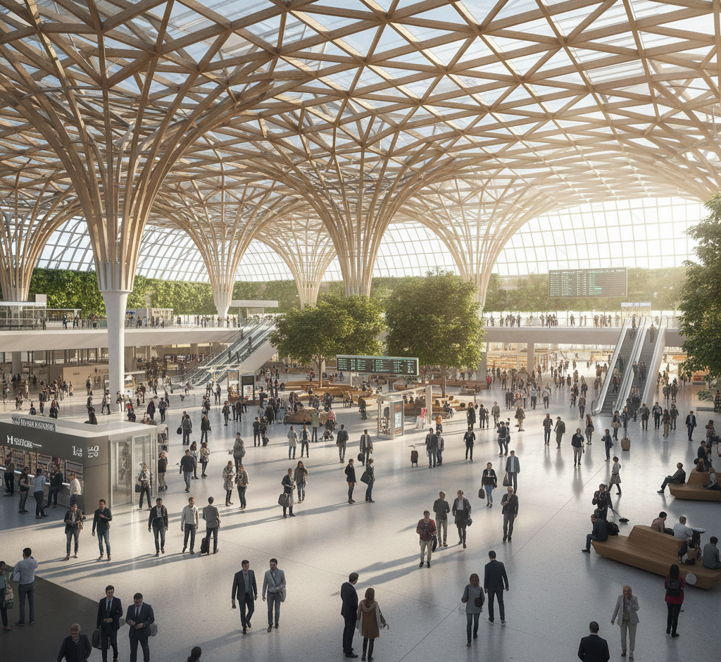 Future vision of a next-generation railway interchange station with integrated multi-modal passenger flow